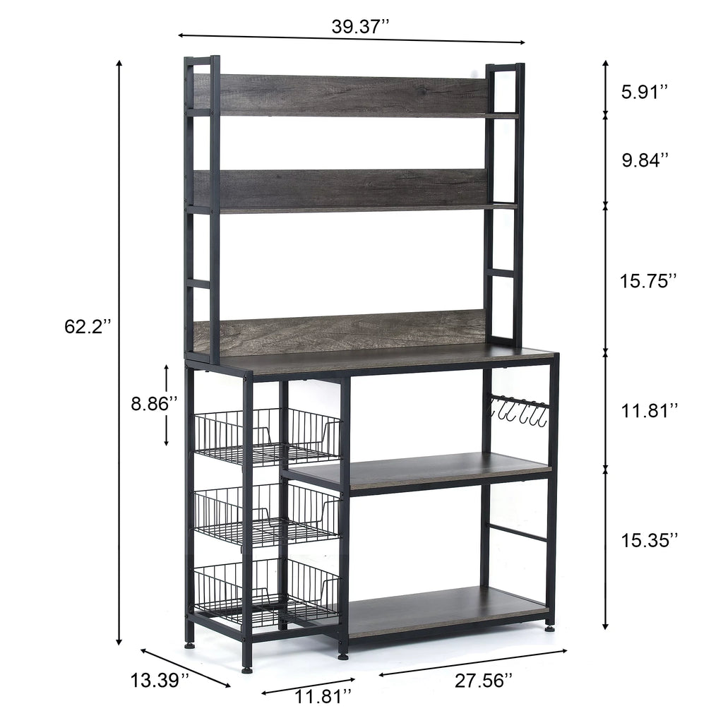 5-Tier Kitchen Bakers Rack with 3 Baskets Z755279