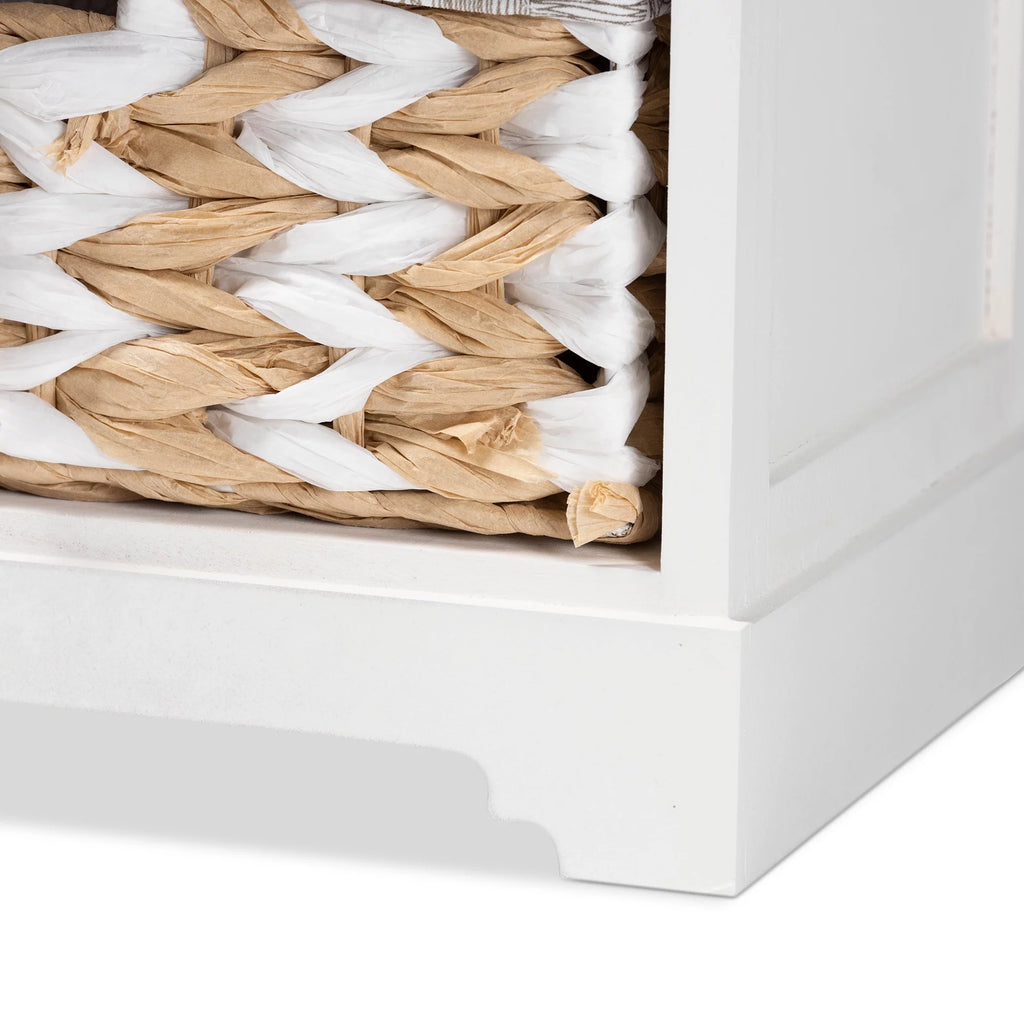 White Wood 2-Basket Storage Unit Y539936