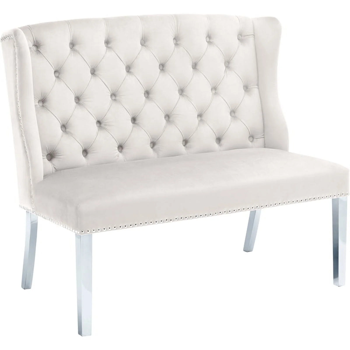 Cream Velvet Settee Bench J423