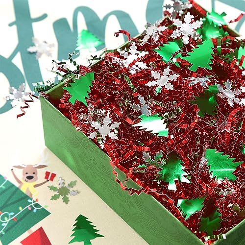 Metallic Red Green Christmas Crinkle Cut Paper Shred Filler C1288