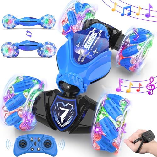 Gesture Sensing Remote Control Car Toys - Drift RC Stunt Car for Kids | 360° Rotating 4WD Transform RC Cars | 2.4Ghz Hand Controlled with Lights Music | Birthday to Boys (Purple) S805