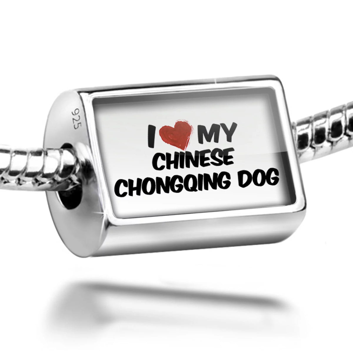 I Love my Chinese Chongqing Dog 925 Sterling Silver Bead S932