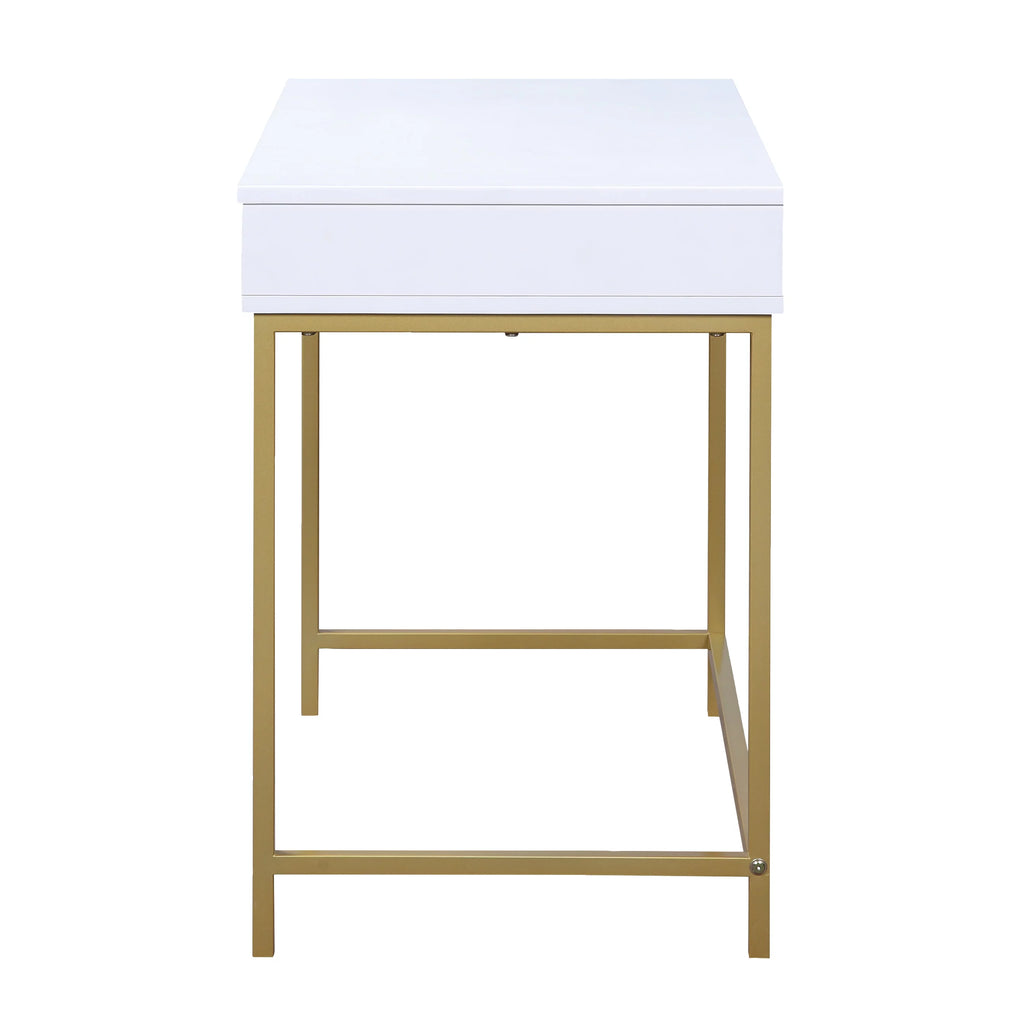 White Engineered Wood Desk with Metal Legs K370397