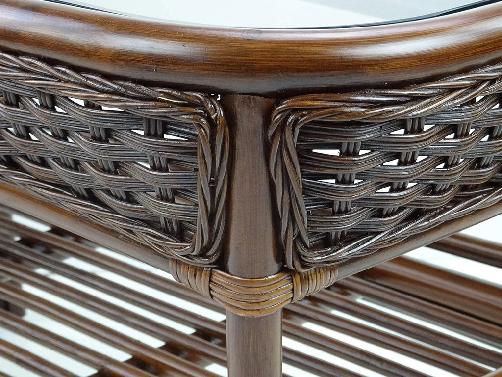 Rectangular Coffee Table Dark Walnut Natural Rattan B87003