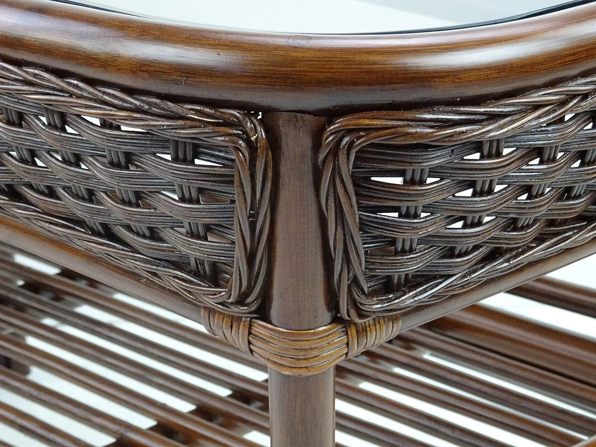 Rectangular Coffee Table Dark Walnut Natural Rattan B87003