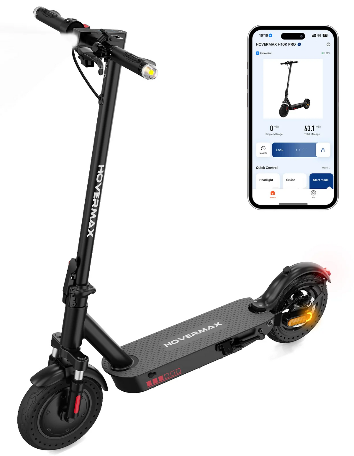 500W Motor 19MPH 22 Miles 10'' Solid Tires Folding Electric Scooter K199