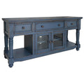 Blue Solid Wood Open Shelving TV Stand T288
