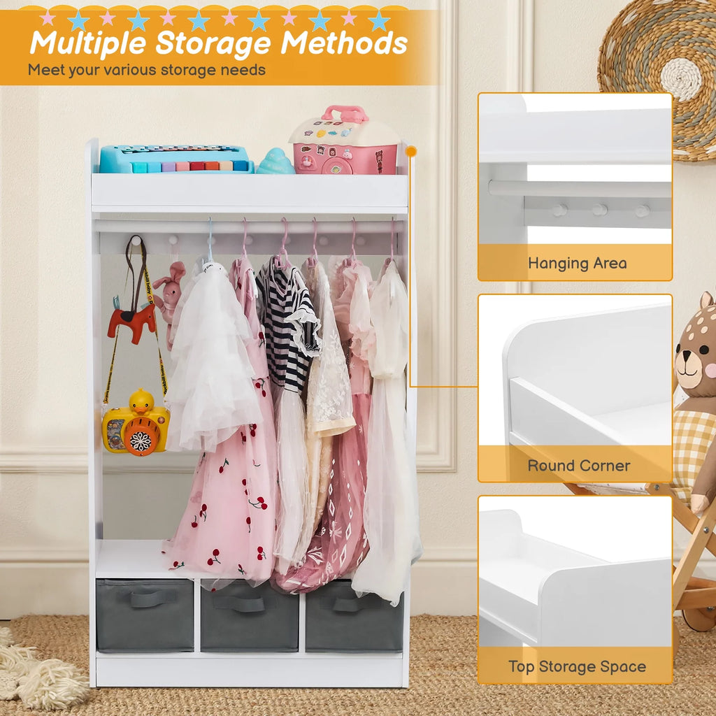 Kids Dress Up Storage with Mirror & 3 Drawers V7259