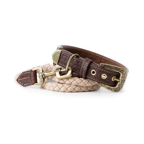Genuine Embossed Italian Leather Dog Collar J126