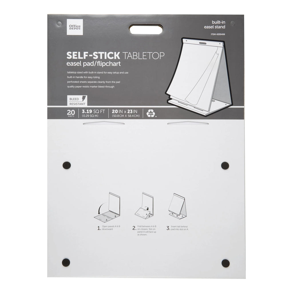 Self-Stick Tabletop Easel Pad, 20" x 23", 20 Sheets, 80% Recycled, White J189401
