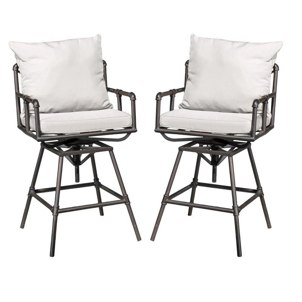 Adjustable Barstool Set of 2 Black Copper Beige C53083