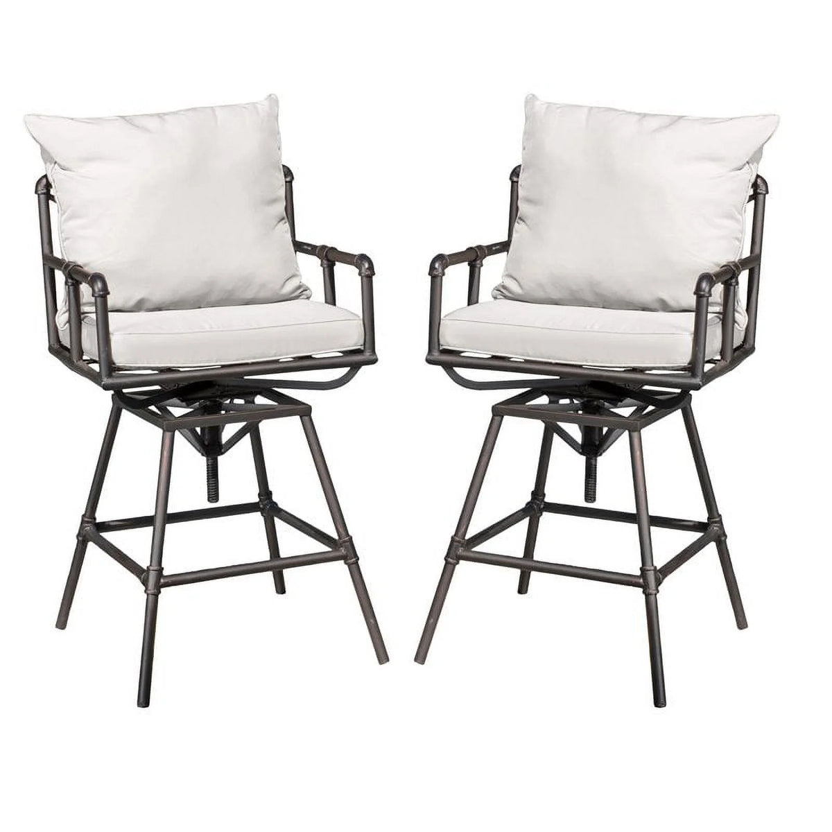 Adjustable Barstool Set of 2 Black Copper Beige C53083