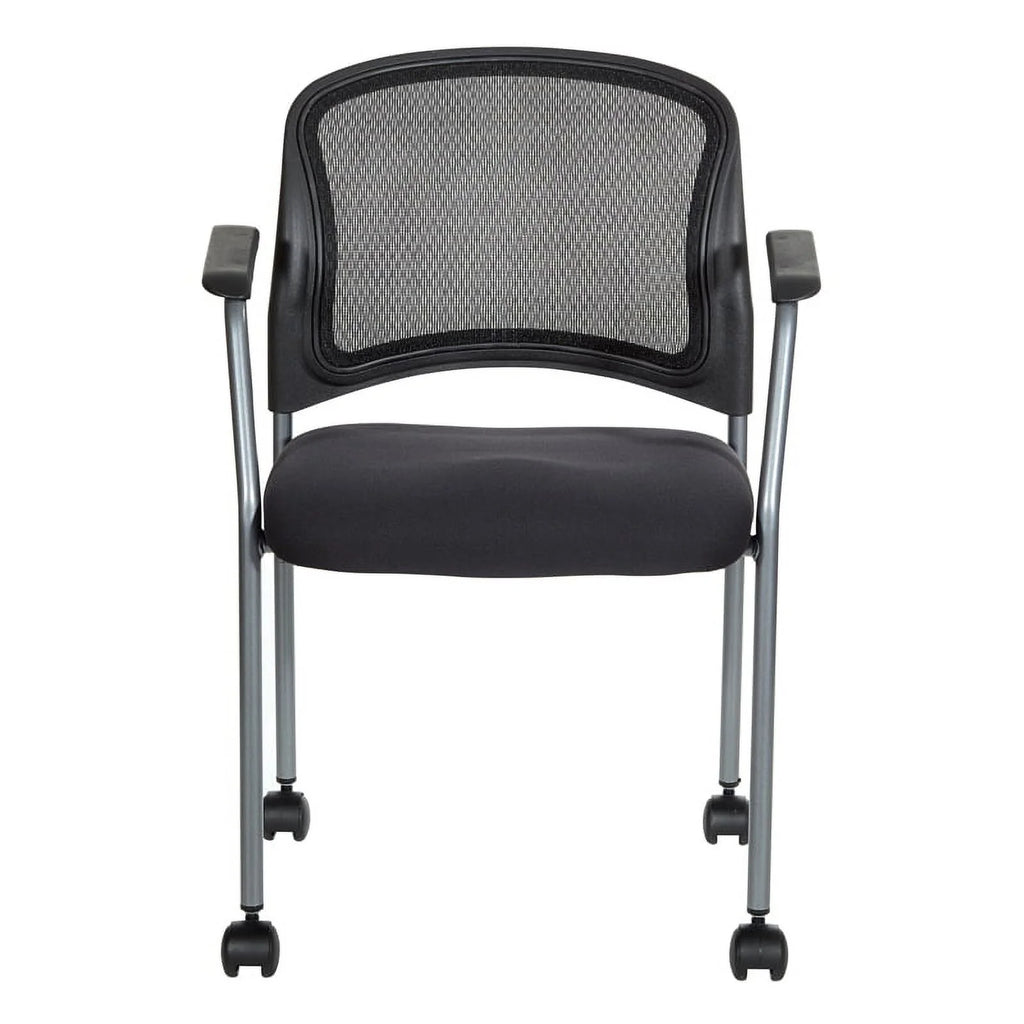 Black Fabric Rolling Visitors Chair P7970