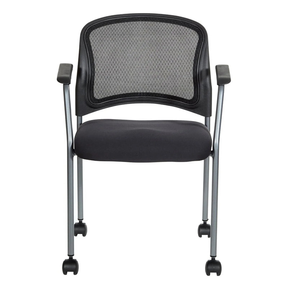 Black Fabric Rolling Visitors Chair P7970