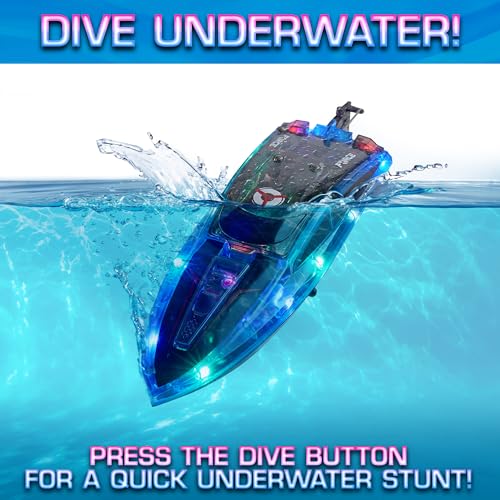 Blue Remote Control RC Boat with 2 Rechargeable Batteries C606103