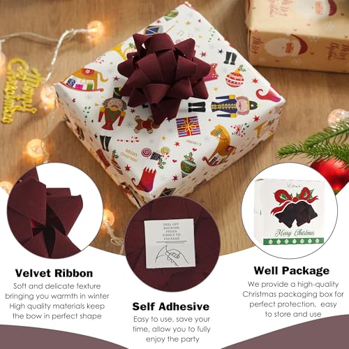 Dark Red Velvet Gift Bow 12 PCs G650