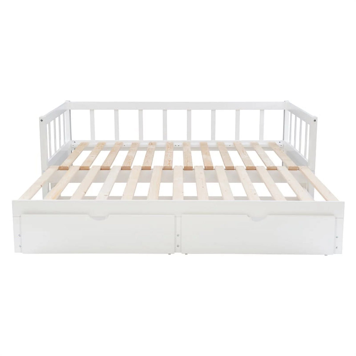 White Wood Storage Trundle Daybed F69470