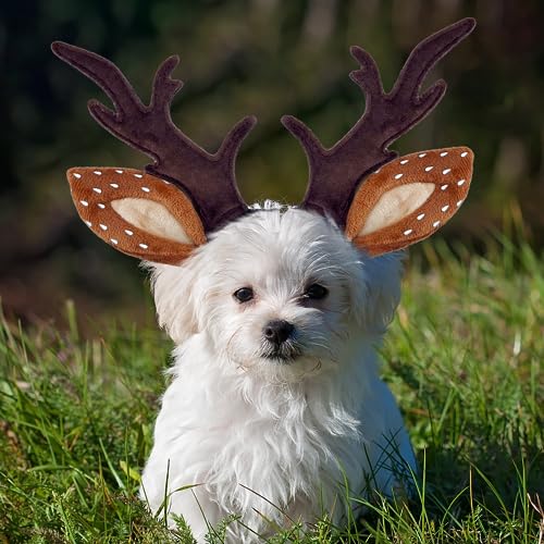 Dog Cat Christmas Reindeer Antlers Headband Adjustable Pet Costume U1085