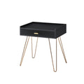Black Mid-Century Accent Table with Copper Hairpin Legs E684
