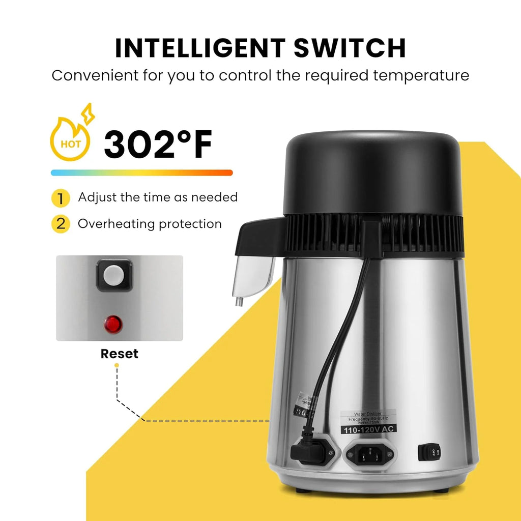 4L Brushed 304 Stainless Steel Water Distiller S649921