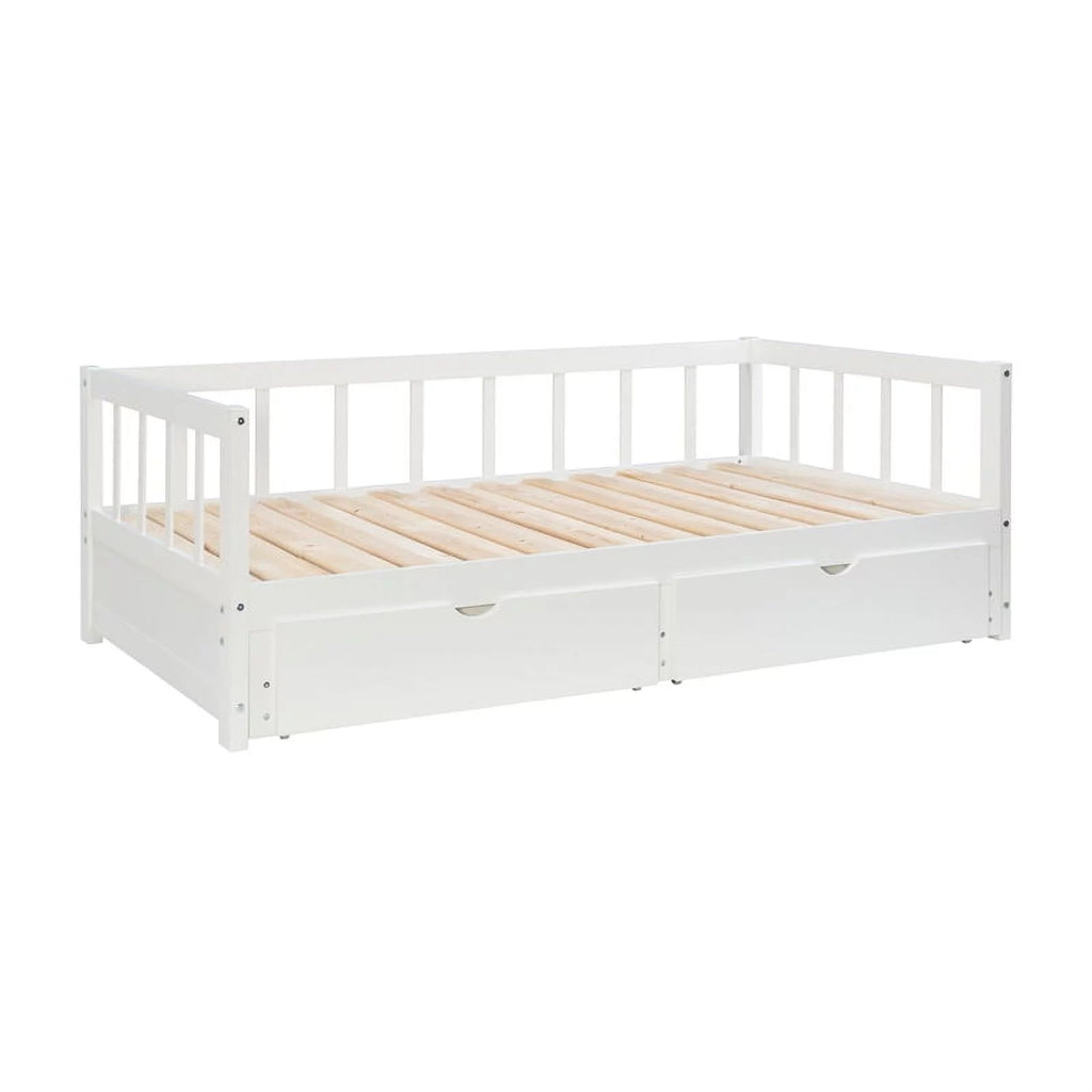 White Wood Storage Trundle Daybed F69470