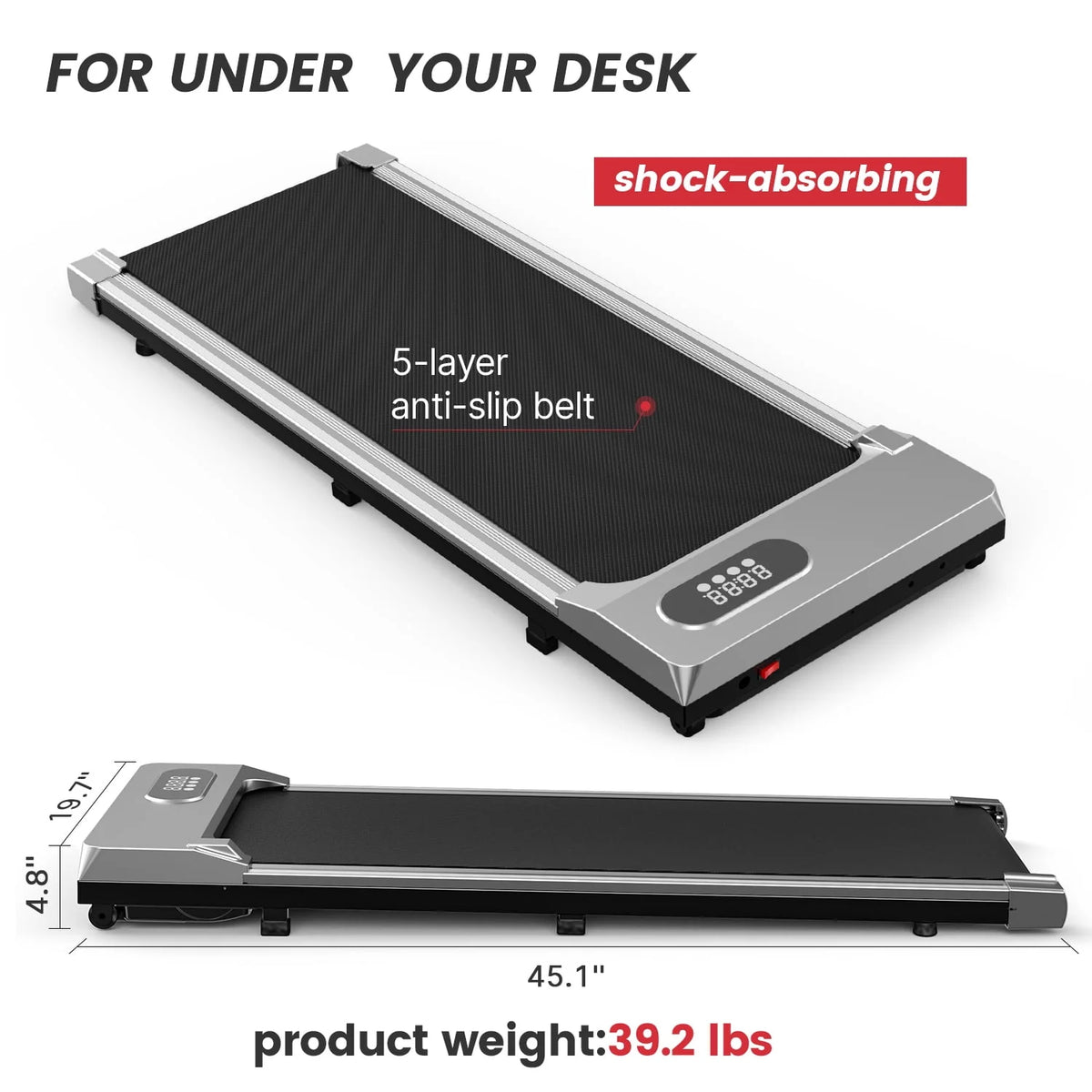 2 in 1 Under Desk Treadmill with Remote Control and LCD Display T50982